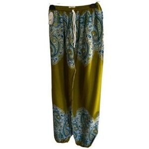 Daisy Island Women's Small Pants Paisley Boho Rayon Lightweight Flowy New